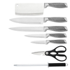 New Fashion Painting Embossed Hollow Handle 8pcs Hole Chopper Knives Set 
