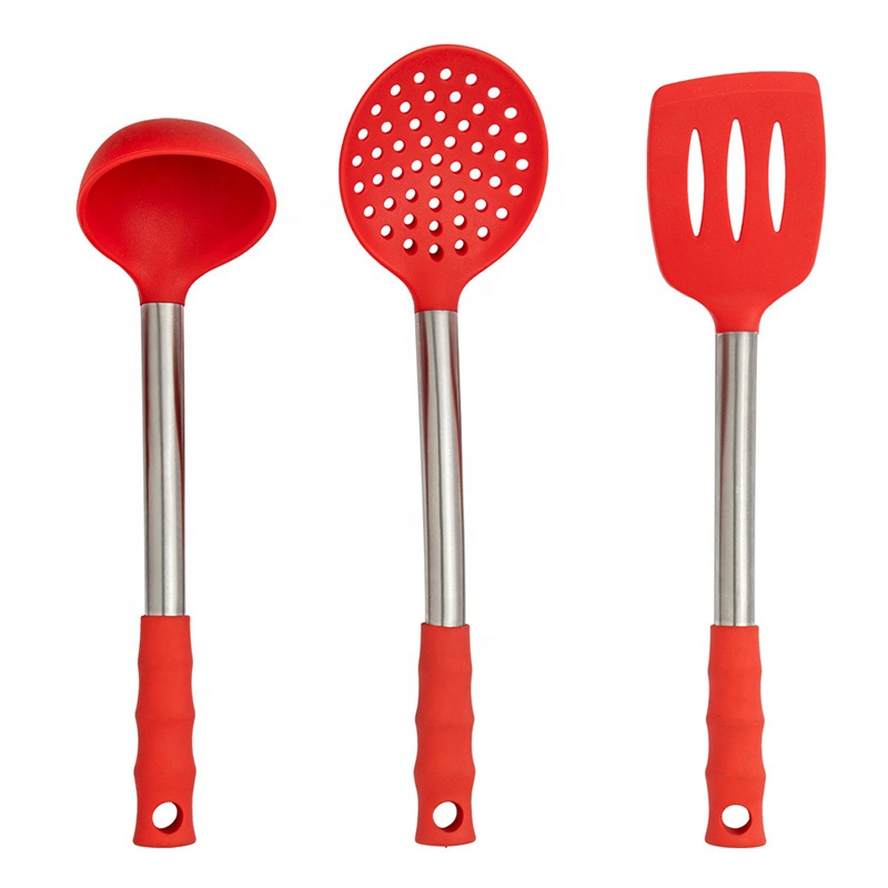 Fashion Red Color 6 Pieces Silicone Kitchen Utensils Set for Cooking 
