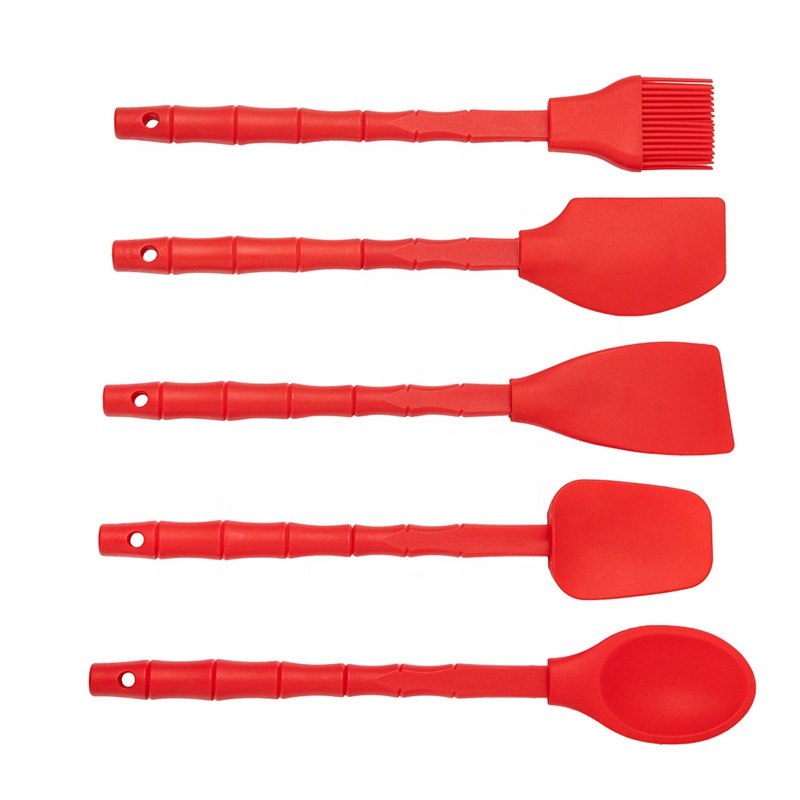 Wholesale Kitchen Tools PP Handle 5 Pieces Silicone Cooking Utensils Set