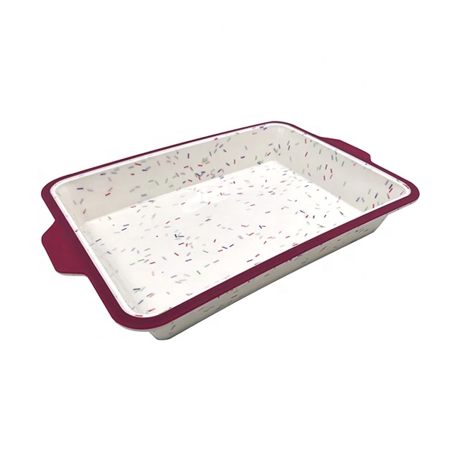 Nonstick Sturdy Handle Square Brownie Cake Baking Pan Silicone Pans Caramel Brownies Tray  